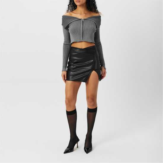 Missy Empire Folded Zip Through Top  Дамски тениски с яка