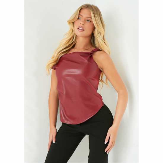 Missy Empire Leather Twisted One Shoulder Top  Дамски тениски и фланелки