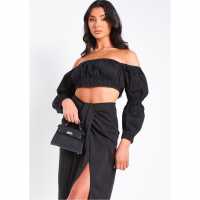 Дамски тениски и фланелки Дамски Топ Missy Empire Puff Sleeve Bardot Top Дамски Топ Missy Empire Puff Sleeve Bardot Top Дамски тениски и фланелки