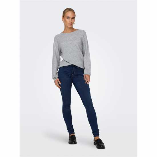Only Rica Long Sleeve Knitted Top Светло сива меланж Дамски пуловери и жилетки