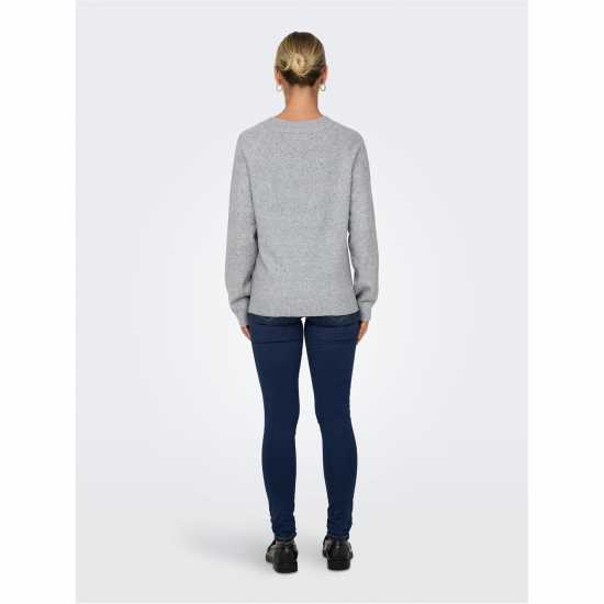 Only Rica Long Sleeve Knitted Top Светло сива меланж Дамски пуловери и жилетки