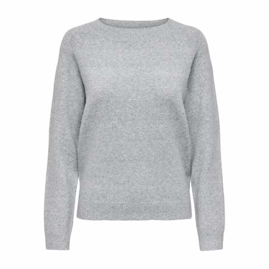 Only Rica Long Sleeve Knitted Top Светло сива меланж Дамски пуловери и жилетки