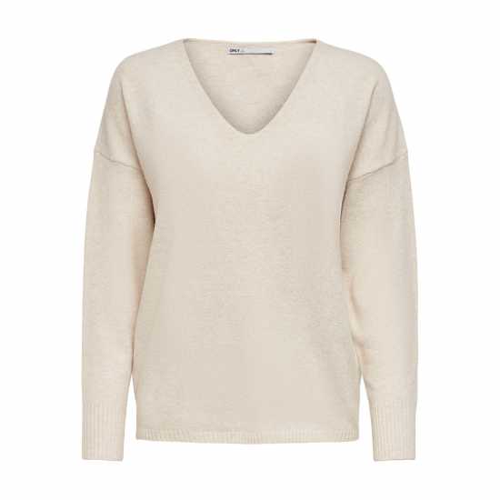 Only Rica Long Sleeve V-Neck Knitted Top Бреза Дамски пуловери и жилетки