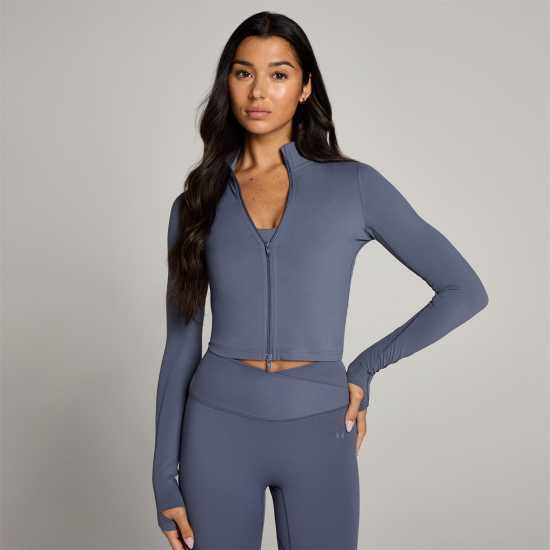 Myprotein Women's Mp Tempo Moisture-Wicking Performance Training Jacket Въгленено синьо Myprotein Women's Mp Tempo Moisture-Wicking Performance Training Jacket Въгленено синьо