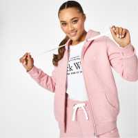 Jack Wills Pheasant Logo Zip Hoodie Розово Марл Дамски суичъри и блузи с качулки