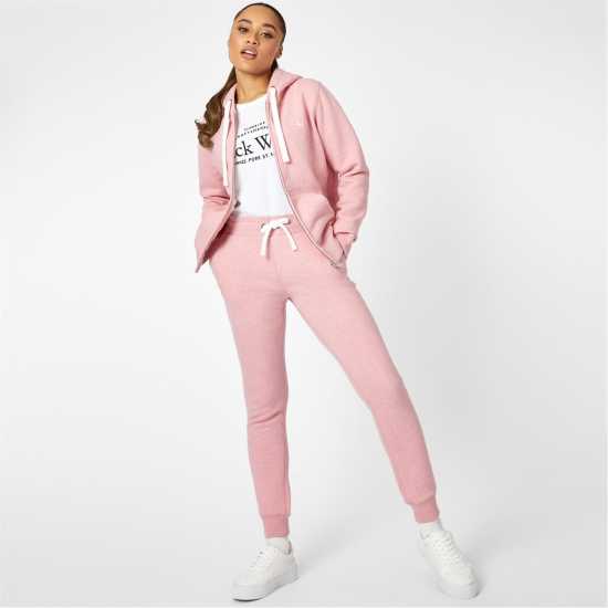 Jack Wills Pheasant Logo Zip Hoodie Pink Marl Дамски суичъри и блузи с качулки