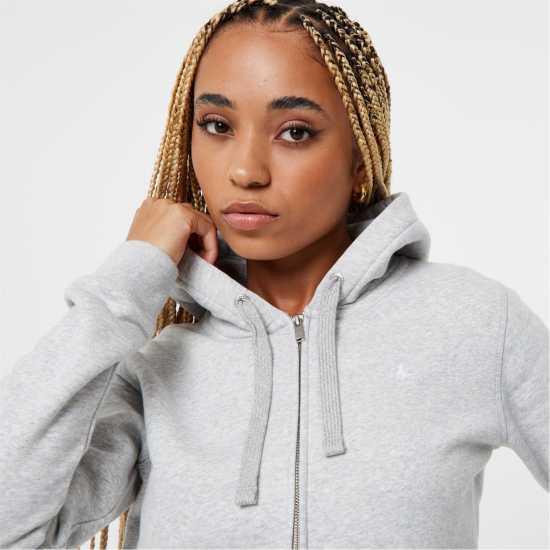 Jack Wills Pheasant Logo Zip Hoodie Grey Marl Дамски суичъри и блузи с качулки