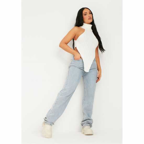 Missy Empire Neck Knitted Drop Front Top  Дамски пуловери и жилетки