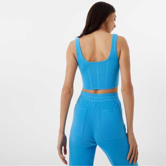 Jack Wills Knitted Corset Bright Blue Дамски пуловери и жилетки