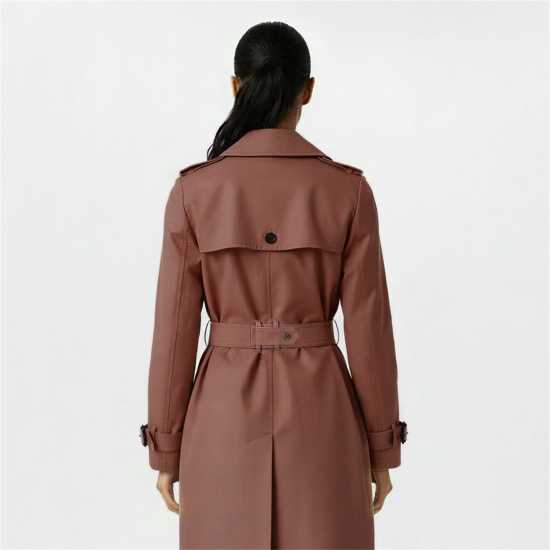 Тренчкот Jack Wills Women's  Double Breasted Cotton Water Resistant Mid-Length Trench Coat Тъмно кафяво 