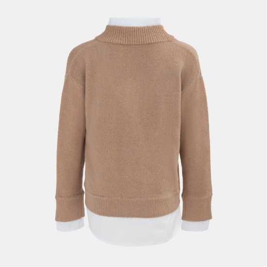 Miso V Neck Shirt Collar Fake Two-Piece Jumper Women  