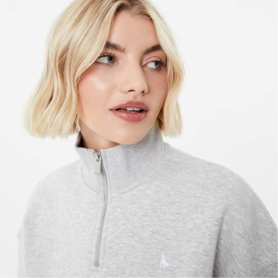 Jack Wills Astbury Quarter Zip Top Сив марл Дамски полар