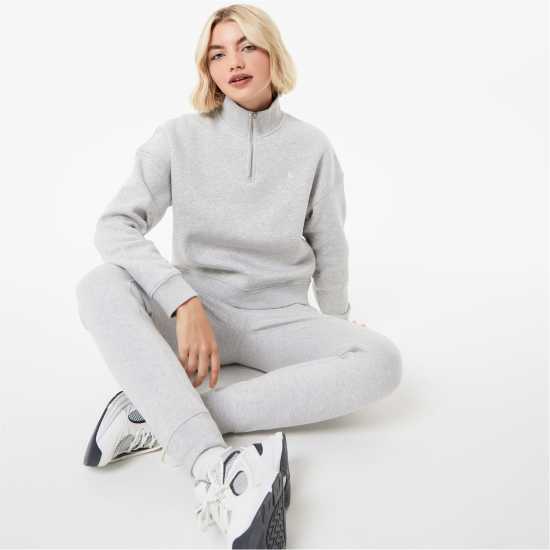 Jack Wills Astbury Quarter Zip Grey Marl Дамски полар