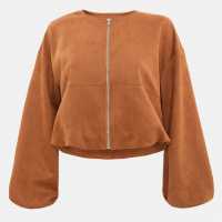Faux Suede Bubble Hem Jacket  