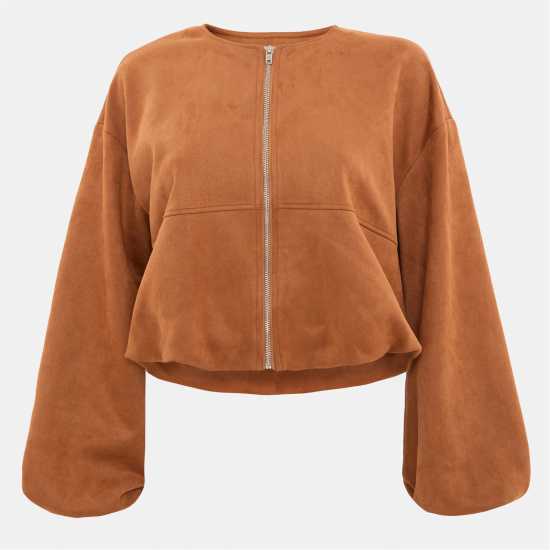 Faux Suede Bubble Hem Jacket  