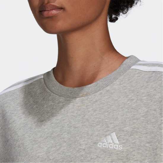 Adidas Studio Lounge 3-Stripes Sweatshirt Womens Средно сиво Дамски суичъри и блузи с качулки
