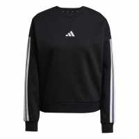 Adidas Essentials Studio Lounge 3-Stripes Sweatshirt Womens Black Adidas Essentials Studio Lounge 3-Stripes Sweatshirt Womens Black
