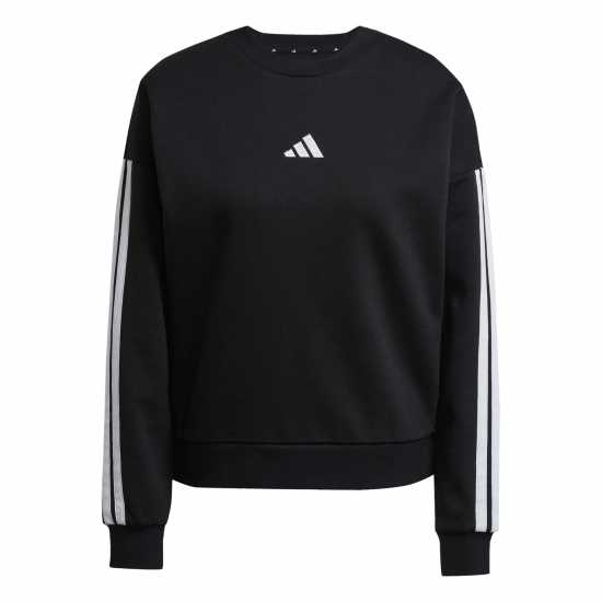 Adidas Essentials Studio Lounge 3-Stripes Sweatshirt Womens Black Adidas Essentials Studio Lounge 3-Stripes Sweatshirt Womens Black