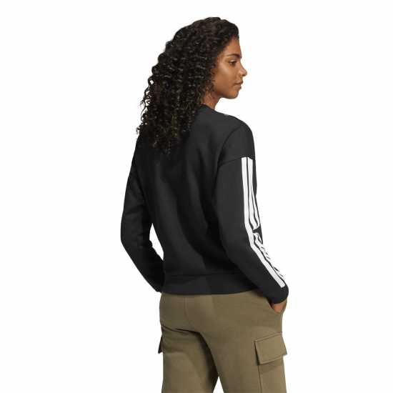 Adidas Essentials Studio Lounge 3-Stripes Sweatshirt Womens Black Adidas Essentials Studio Lounge 3-Stripes Sweatshirt Womens Black