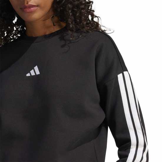 Adidas Essentials Studio Lounge 3-Stripes Sweatshirt Womens Black Adidas Essentials Studio Lounge 3-Stripes Sweatshirt Womens Black
