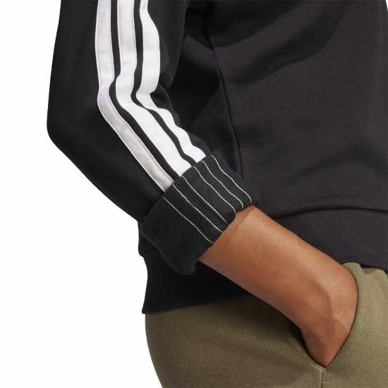 Adidas Essentials Studio Lounge 3-Stripes Sweatshirt Womens Black Adidas Essentials Studio Lounge 3-Stripes Sweatshirt Womens Black