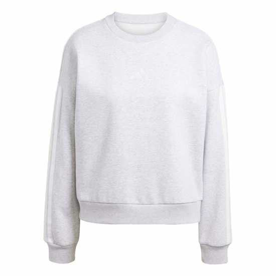 Adidas Essentials Studio Lounge 3-Stripes Sweatshirt Womens Adidas Essentials Studio Lounge 3-Stripes Sweatshirt Womens Grey
