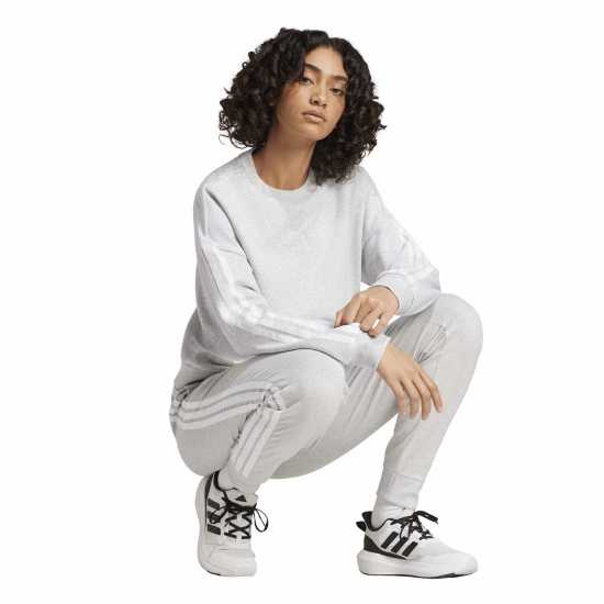 Adidas Essentials Studio Lounge 3-Stripes Sweatshirt Womens Adidas Essentials Studio Lounge 3-Stripes Sweatshirt Womens Grey