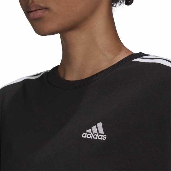 Adidas Studio Lounge 3-Stripes Sweatshirt Womens Черно/Бяло Дамски суичъри и блузи с качулки
