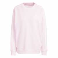 Adidas Studio Lounge 3-Stripes Sweatshirt Womens Розово/Бяло Дамски суичъри и блузи с качулки