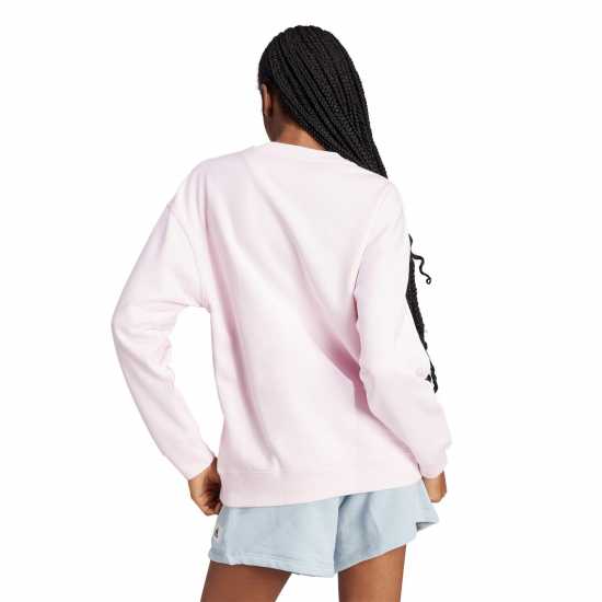 Adidas Studio Lounge 3-Stripes Sweatshirt Womens Розово/Бяло Дамски суичъри и блузи с качулки
