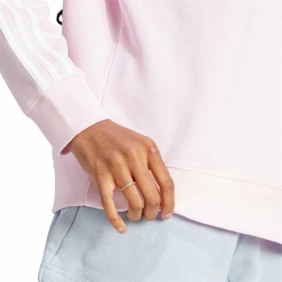 Adidas Studio Lounge 3-Stripes Sweatshirt Womens Розово/Бяло Дамски суичъри и блузи с качулки
