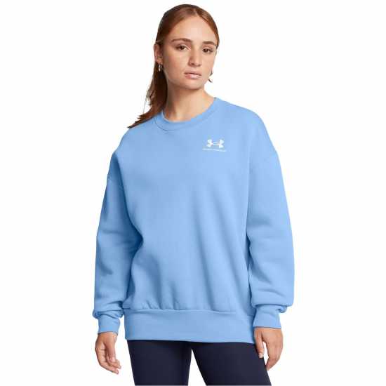 Under Armour Armour Essential Fleece Os Crew Sweatshirt Womens Blue Дамски пуловери