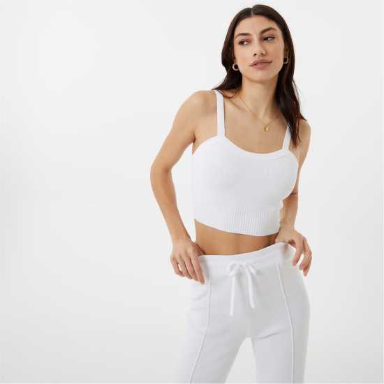 Jack Wills Knitted Cami Top Бяло Дамски пуловери и жилетки