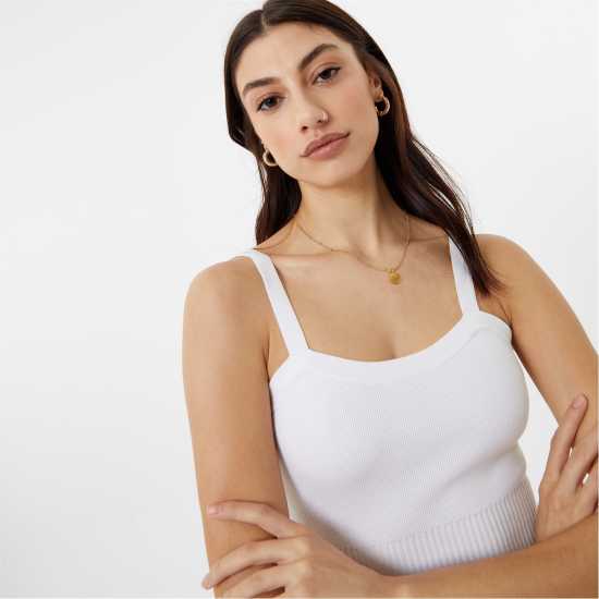 Jack Wills Knitted Cami Top Бяло Дамски пуловери и жилетки