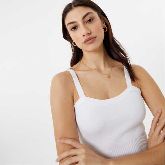 Jack Wills Knitted Cami Top White Дамски пуловери и жилетки