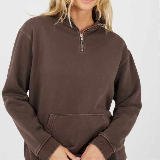Brave Soul Bs Womens Funnel Neck Quarter Zip Sweatshirt With Pocket Brave Soul Bs Womens Funnel Neck Quarter Zip Sweatshirt With Pocket