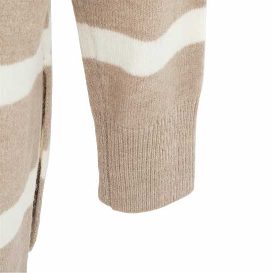 Miso V Neck Loose Stripe Sweater Dress Women Кафяво 