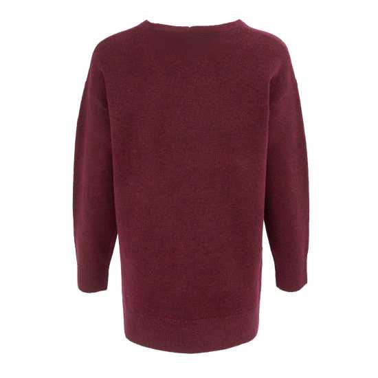 Miso V Neck Loose Stripe Sweater Dress Women Бордово 