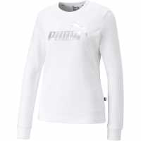 Puma Metallic Logo Crew Tr Puma White Дамски суичъри и блузи с качулки