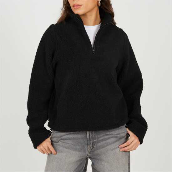 Brave Soul Bs Womens Quarter Zip Neck Fleece Sweatshirt With Adjustable Hem Brave Soul Bs Womens Quarter Zip Neck Fleece Sweatshirt With Adjustable Hem