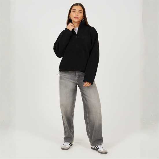 Brave Soul Bs Womens Quarter Zip Neck Fleece Sweatshirt With Adjustable Hem Brave Soul Bs Womens Quarter Zip Neck Fleece Sweatshirt With Adjustable Hem