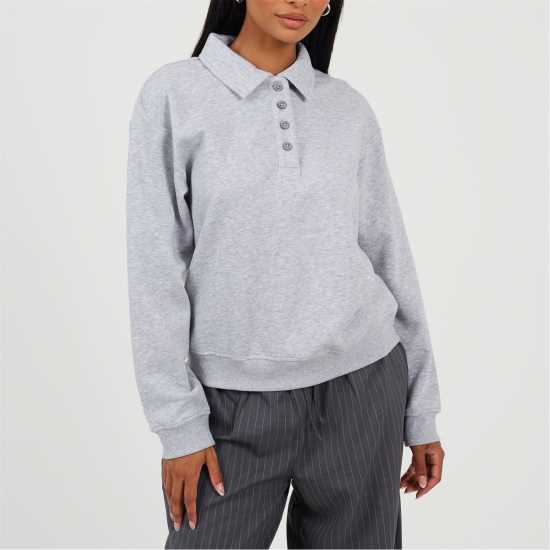 Brave Soul Блуза С Копчета Bs Womens Quarter Button Down Sweatshirt With Collar  