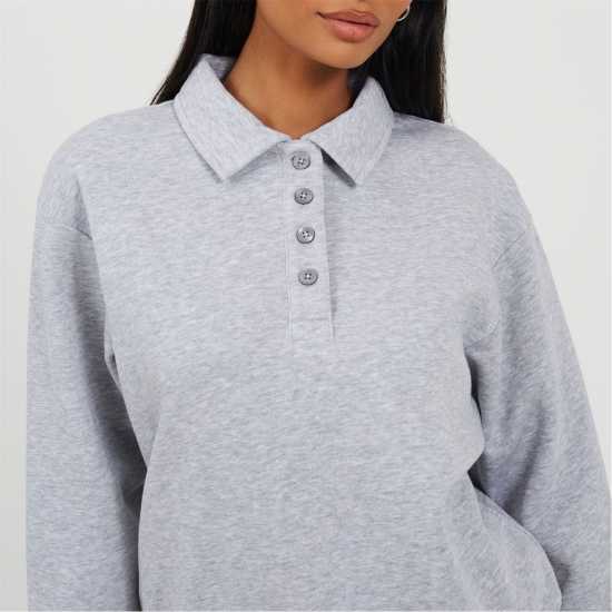 Brave Soul Блуза С Копчета Bs Womens Quarter Button Down Sweatshirt With Collar  