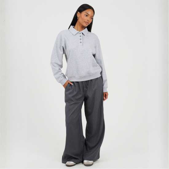 Brave Soul Блуза С Копчета Bs Womens Quarter Button Down Sweatshirt With Collar  