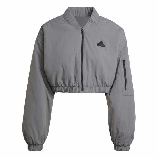 Adidas Пилотско Яке City Escape Padded Cropped Bomber Jacket Сива Четири Adidas Пилотско Яке City Escape Padded Cropped Bomber Jacket Сива Четири