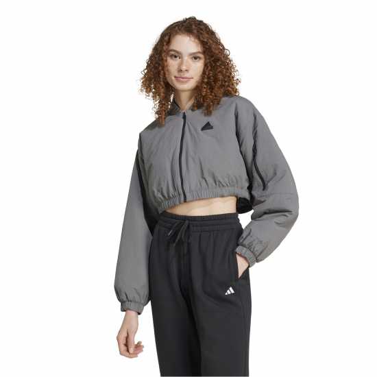 Adidas Пилотско Яке City Escape Padded Cropped Bomber Jacket Сива Четири Adidas Пилотско Яке City Escape Padded Cropped Bomber Jacket Сива Четири