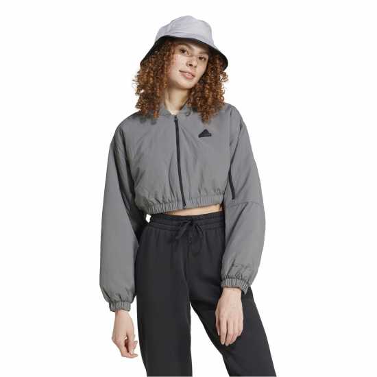 Adidas Пилотско Яке City Escape Padded Cropped Bomber Jacket Сива Четири Adidas Пилотско Яке City Escape Padded Cropped Bomber Jacket Сива Четири