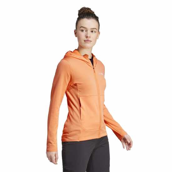 Adidas Дамско Яке С Качулка Terrex Xperior Light Fleece Hooded Jacket Womens Кехлибарен оттенък Дамски суичъри и блузи с качулки