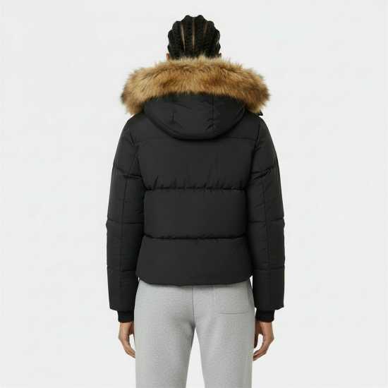 Jack Wills Women's Riley Water Resistant Detachable Hood Short Puffer Jacket  