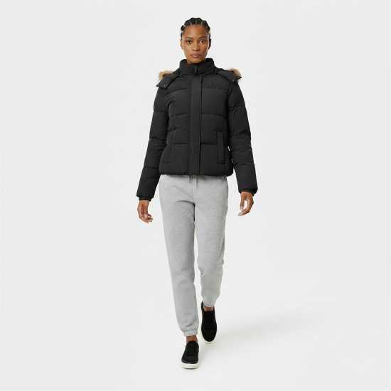 Jack Wills Women's Riley Water Resistant Detachable Hood Short Puffer Jacket  